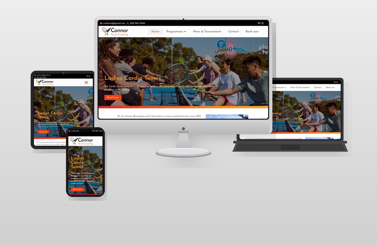 Connor Brosnahan Tennis Coaching website responsive showcase