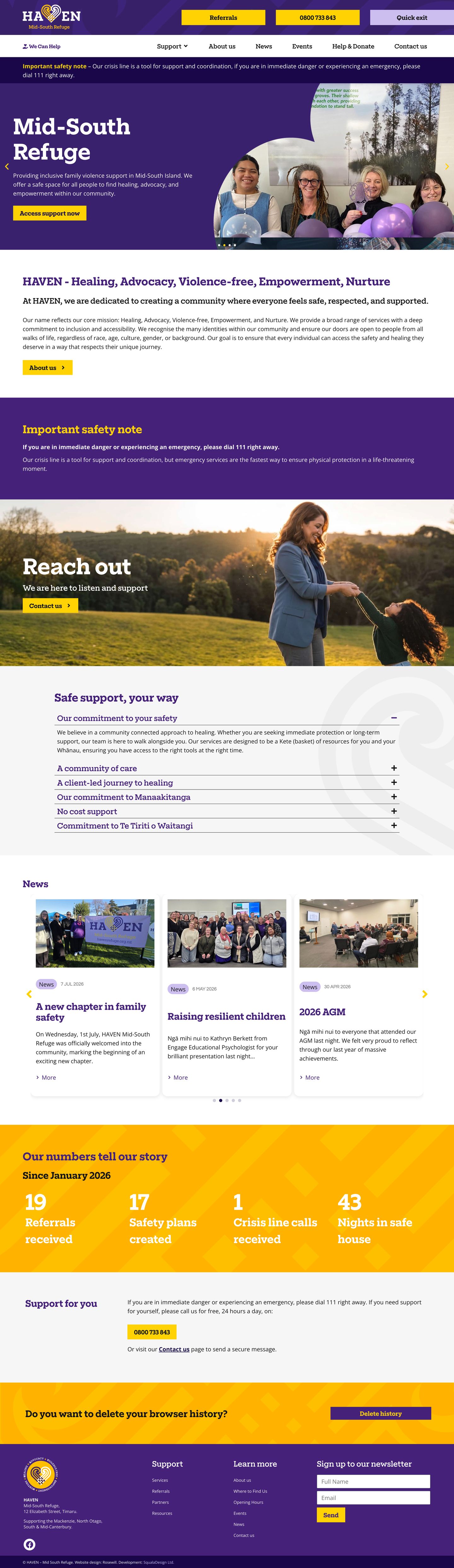 HAVEN Mid-South Refuge full website scroll preview