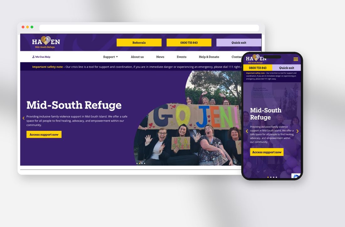 HAVEN Mid-South Refuge website shown on desktop and mobile