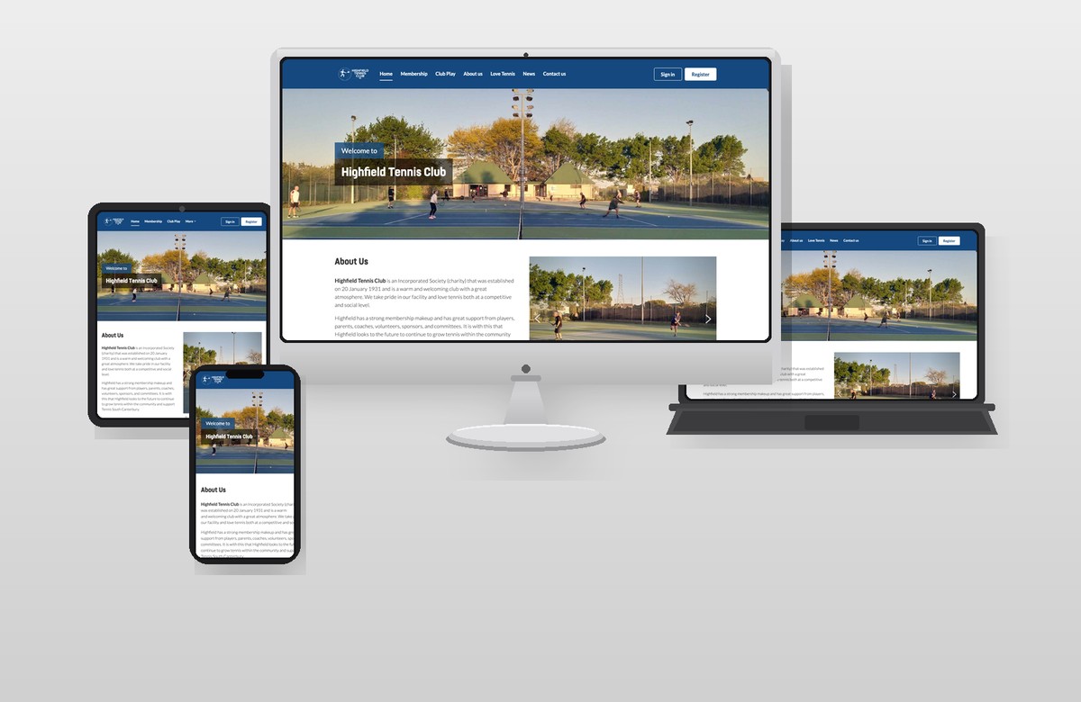 Highfield Tennis Club ClubSpark website responsive showcase