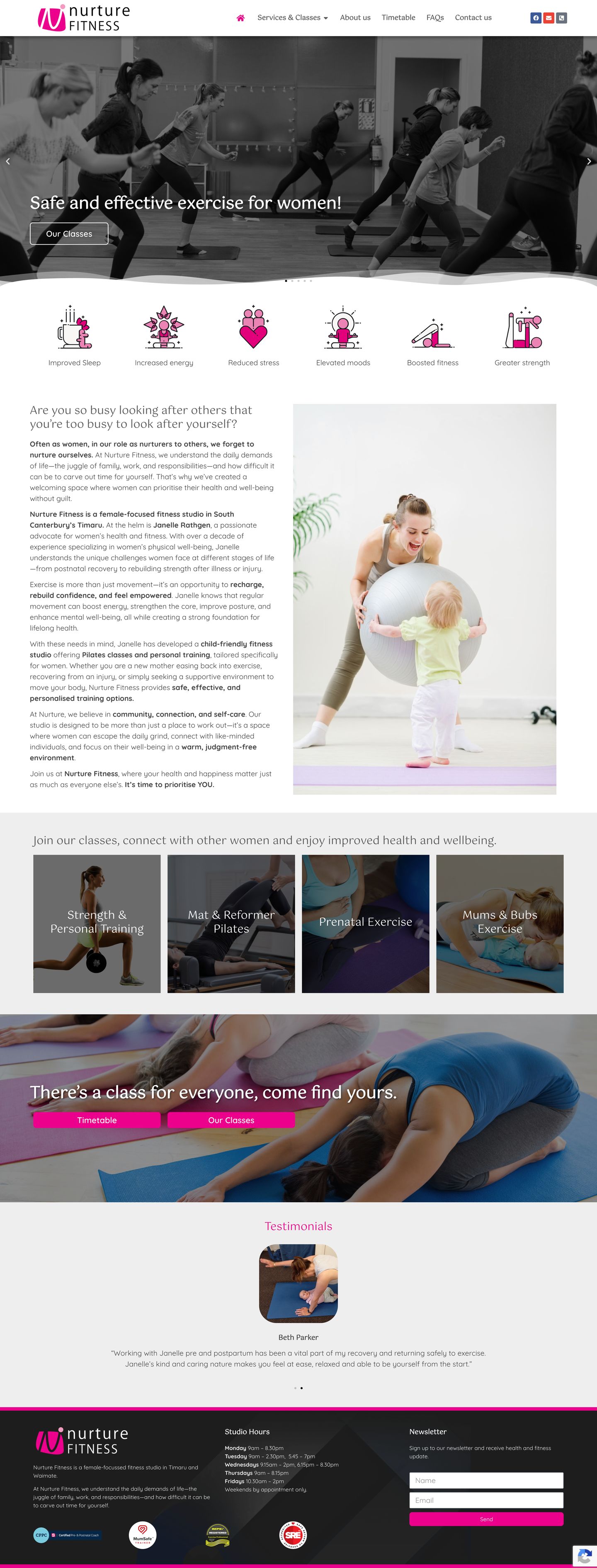 Nurture Fitness full website scroll preview
