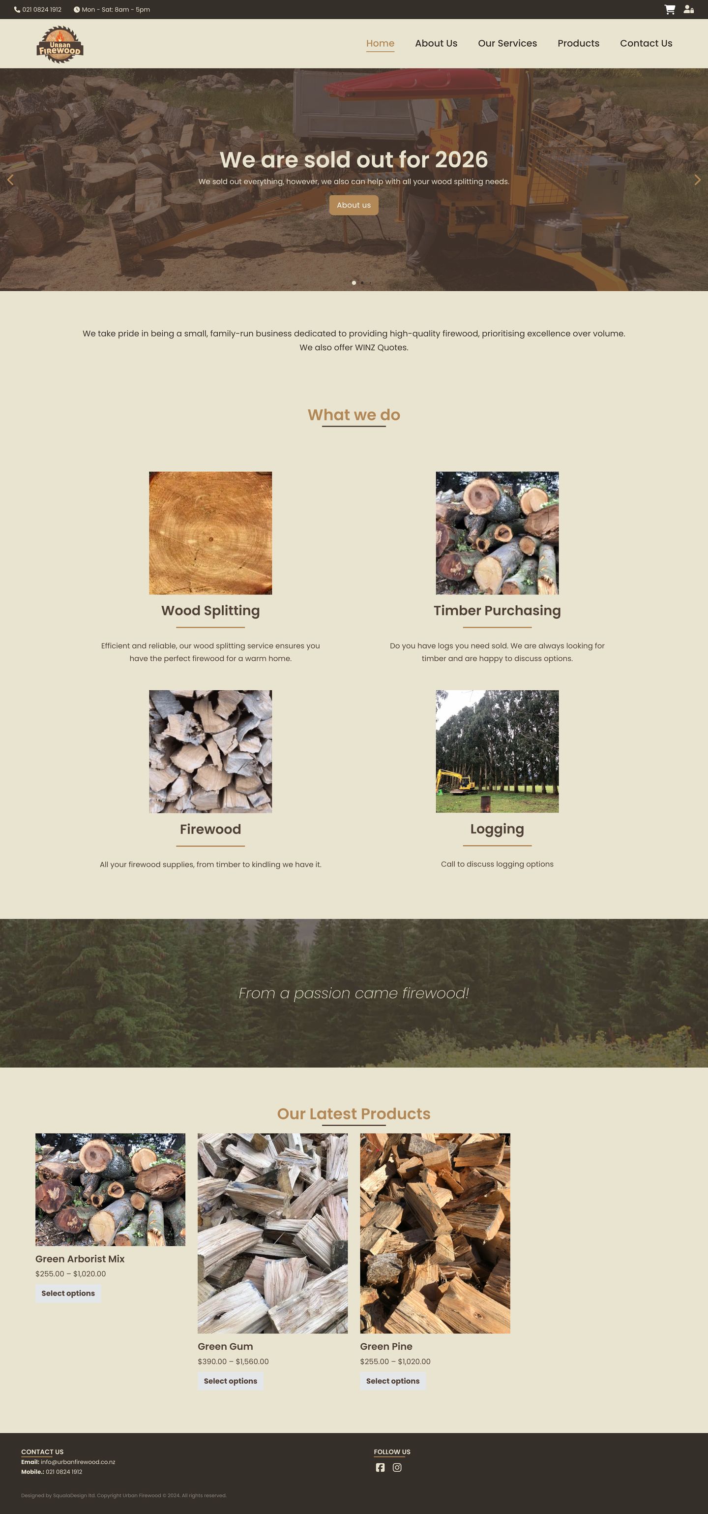 Urban Firewood full website scroll preview